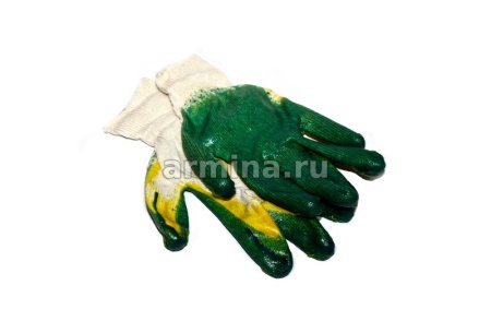 Перчатки х/б из 3-х ниток, хлопок с двойным латексным обливом, 23 см /уп-10/200