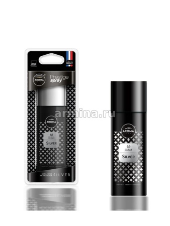 Ароматизатор "AROMA CAR" аэрозольный, "Prestige Spray" Silver металл. бут. /блок 12/120