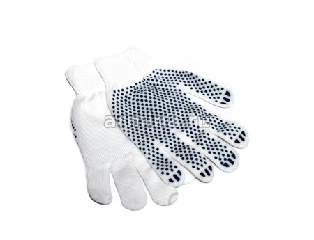 Перчатки нейлоновые с ПВХ, белые, 22 см /уп-10/200