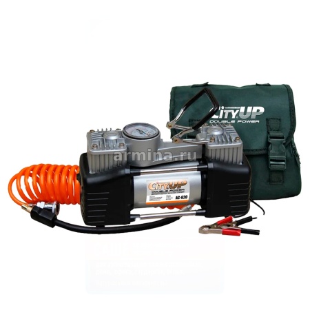 Компрессор "CityUP" AC-620 "Double Power" металл. корпус, двухцилиндровый, в сумке, 12В /4