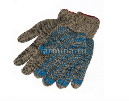 Перчатки х/б из 4-х ниток, хлопок с ПВХ, "уголек-люкс", 22 см /уп-10/200