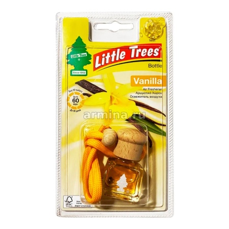 Ароматизатор "LITTLE TREES" "Флакон с деревянной крышкой" "Ваниль" /24