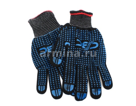 Перчатки нейлоновые с ПВХ, черные, 23 см /уп-10/200