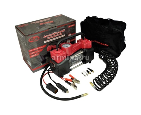 Компрессор "AUTOVIRAZH" AV-010888 двухцилиндровый, с адаптером к АКБ, 85 л/мин, 12V, 200 Вт /6