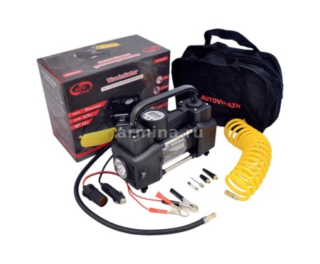 Компрессор "AUTOVIRAZH" AV-010999 двухцилиндровый, с LED фонарем,  95 л/мин, 12V, 200 Вт /6
