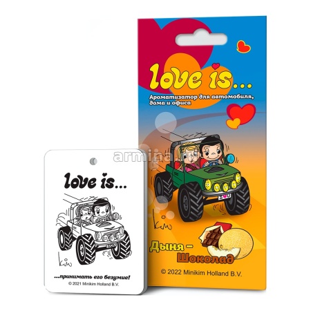 Ароматизатор "LOVE IS,,," бумажный дыня-шоколад /блок 22/