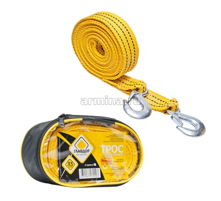 Трос буксировочный "ГЛАВДОР" GL-17, 3,5 т х 5 м, 2 крюка, в сумке /30
