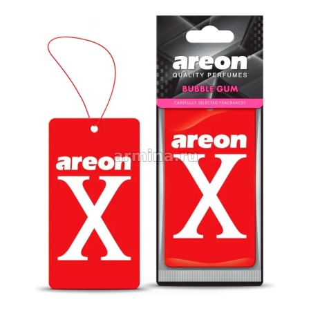 Ароматизатор "AREON" бумажный "X" Bubble Gum, красный/уп-10/120/360