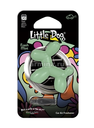Ароматизатор "Little Dog" на дефлектор "Lime Green" Fresh Mint /блок 6/48