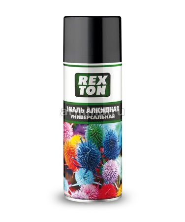 Эмаль алкидная универсальная "REXTON" RT-100.00 черный глянцевый, аэрозоль, 520 мл /12