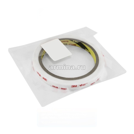 Скотч двусторонний серый "3M" 12 мм х 5 м, белая подложка/30